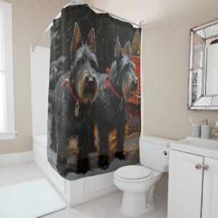 Scottish Terrier Snowy Sleigh Christmas Decor  Shower Curtain