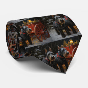 Scottish Terrier Snowy Sleigh Christmas Decor Tie
