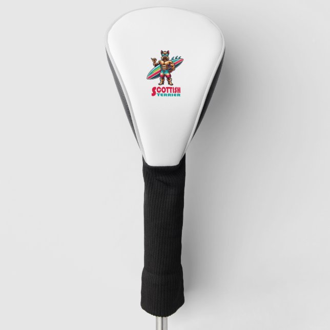 Scottish Terrier Surfer Golf Head Cover (Front)