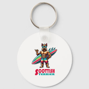 Scottish Terrier Surfer Key Ring