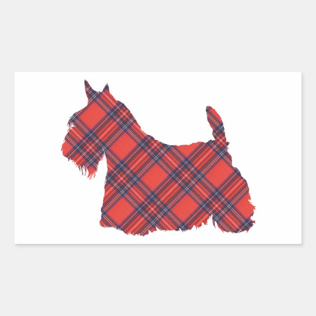 Scottish Terrier Tartan Silhouette Rectangular Sticker (Front)
