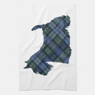 Scottish Terrier Tartan Silhouette Tea Towel