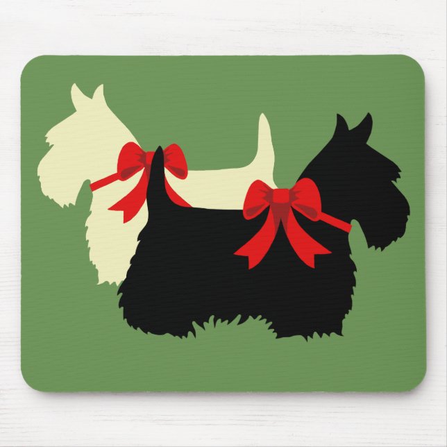Scottish Terrier/terriers silhouette, Island green Mouse Pad (Front)