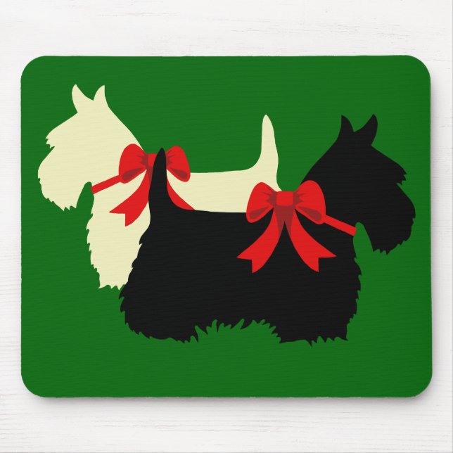 Scottish Terrier/terriers silhouette, Island green Mouse Pad (Front)
