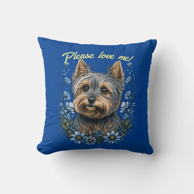 Scottish Terrier Throw Pillow & Customisable Text (Front)