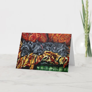 Scottish Terrier Trio on Sofa Card