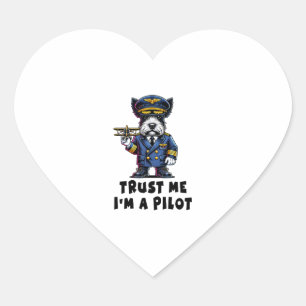 Scottish Terrier Trust Me I Am A Pilot Heart Sticker