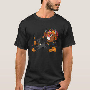 Scottish Terrier Turkey Autumn Thanksgiving Womens T-Shirt