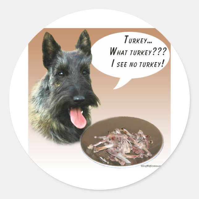 Scottish Terrier Turkey Classic Round Sticker (Front)