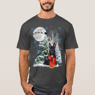 Scottish Terrier Under Moonlight Snow Christmas Pa T-Shirt