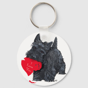 Scottish Terrier Valentine Key Ring