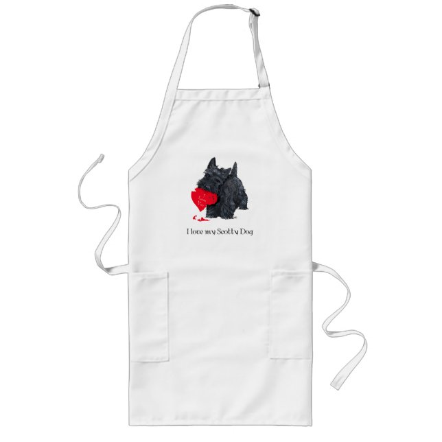 Scottish Terrier Valentine Long Apron (Front)