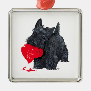 Scottish Terrier Valentine Metal Tree Decoration