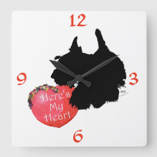 Scottish Terrier Valentine Square Wall Clock