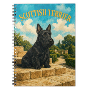 Scottish Terrier, Vintage Watercolor Dog Art Notebook