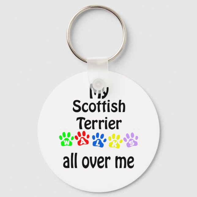 Scottish Terrier Walks Design Key Ring (Front)