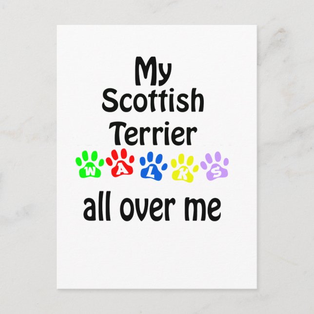 Scottish Terrier Walks Design Postcard (Front)