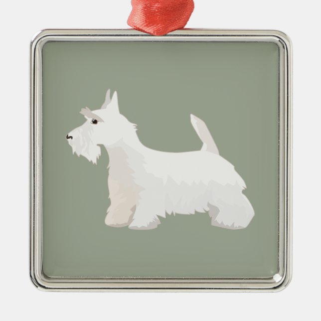 Scottish Terrier Wheaten Basic Breed Sihouette Metal Ornament (Front)