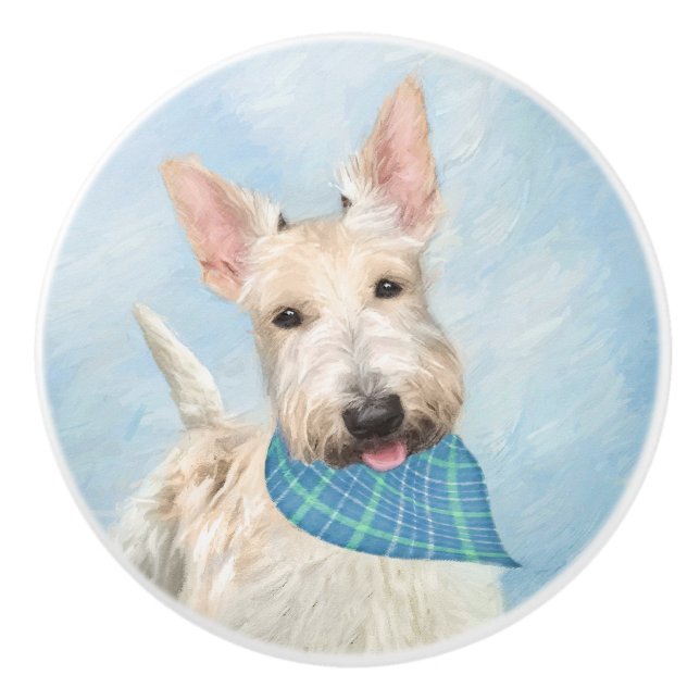Scottish Terrier Wheaten Dog Painting Original Art Ceramic Knob (Front)