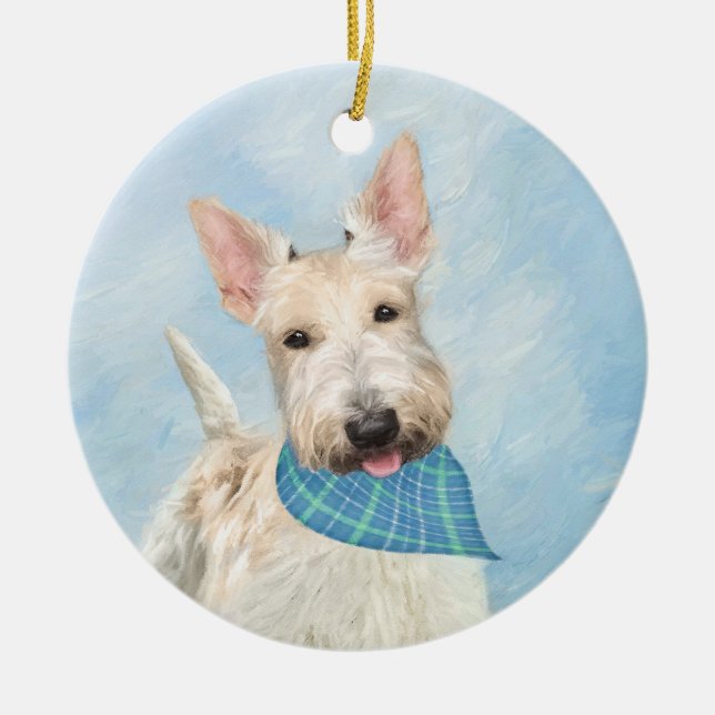 Scottish Terrier Wheaten Dog Painting Original Art Ceramic Ornament (Front)