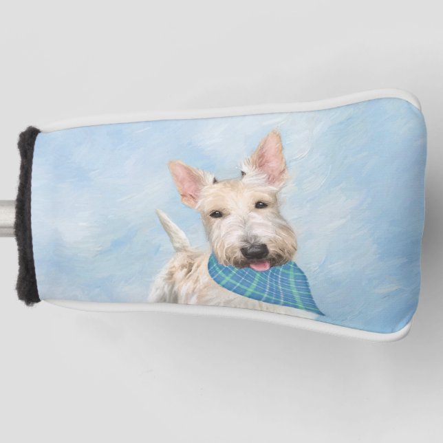 Scottish Terrier Wheaten Dog Painting Original Art Golf Head Cover (Front)