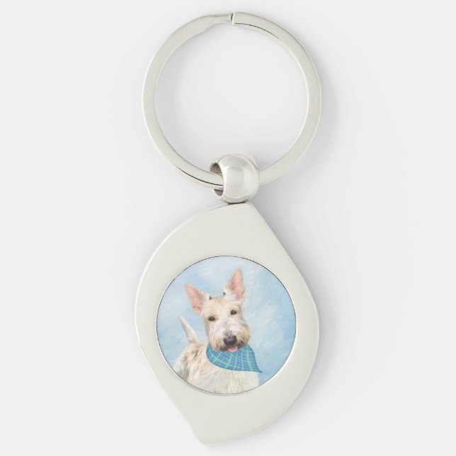 Scottish Terrier Wheaten Dog Painting Original Art Key Ring (Front)