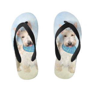 Scottish Terrier Wheaten Dog Painting Original Art Kid's Thongs