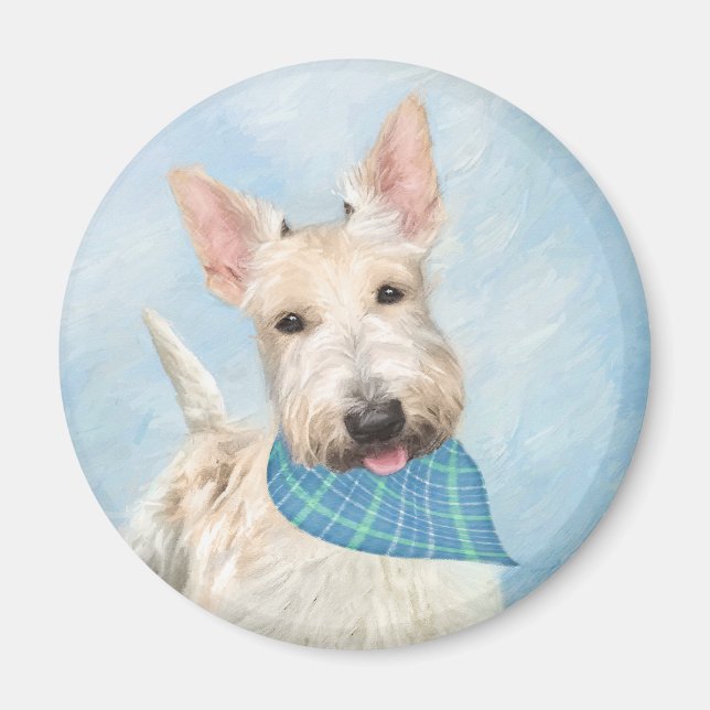 Scottish Terrier Wheaten Dog Painting Original Art Magnet (Front)