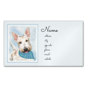 Scottish Terrier Wheaten Dog Painting Original Art Magnetic Business Card