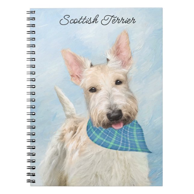 Scottish Terrier Wheaten Dog Painting Original Art Notebook (Front)