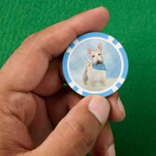 Scottish Terrier Wheaten Dog Painting Original Art Poker Chips