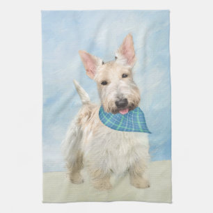 Scottish Terrier Wheaten Dog Painting Original Art Tea Towel