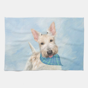 Scottish Terrier Wheaten Dog Painting Original Art Tea Towel