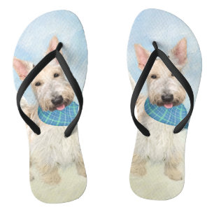 Scottish Terrier Wheaten Dog Painting Original Art Thongs