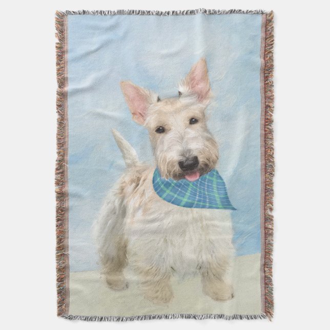 Scottish Terrier Wheaten Dog Painting Original Art Throw Blanket (Front Vertical)