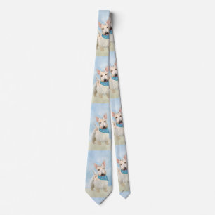 Scottish Terrier Wheaten Dog Painting Original Art Tie