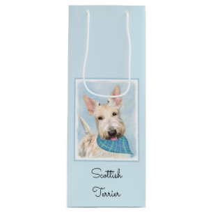 Scottish Terrier Wheaten Dog Painting Original Art Wine Gift Bag