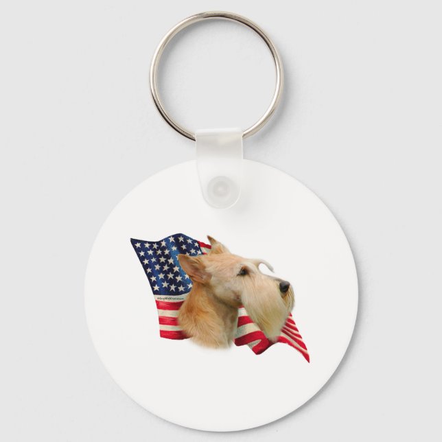 Scottish Terrier (wheaten) Flag Key Ring (Front)