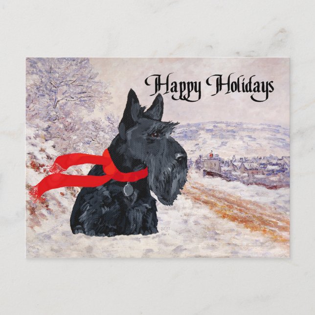 Scottish Terrier Winter Holiday Postcard (Front)