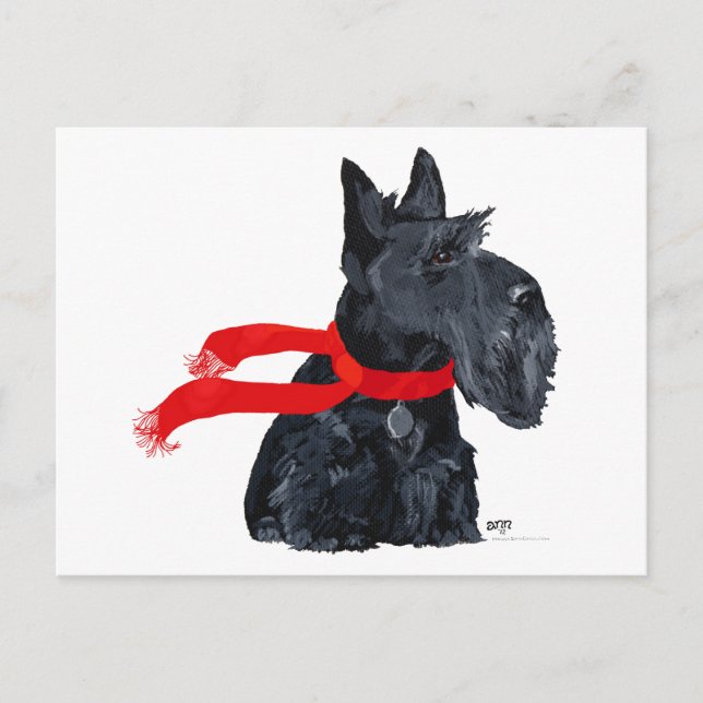 Scottish Terrier Winter Holiday Postcard (Front)