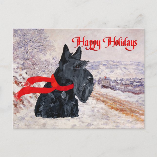 Scottish Terrier Winter Holiday Postcard (Front)