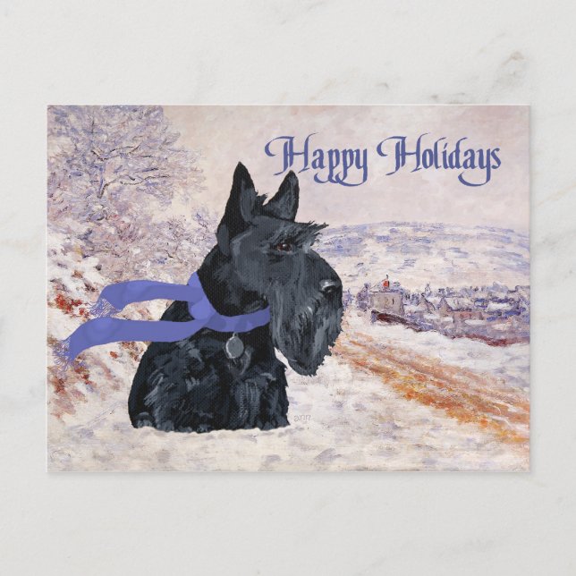 Scottish Terrier Winter Holiday Postcard (Front)
