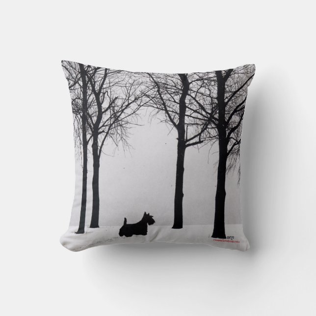 Scottish Terrier Winter Pillow (Front)