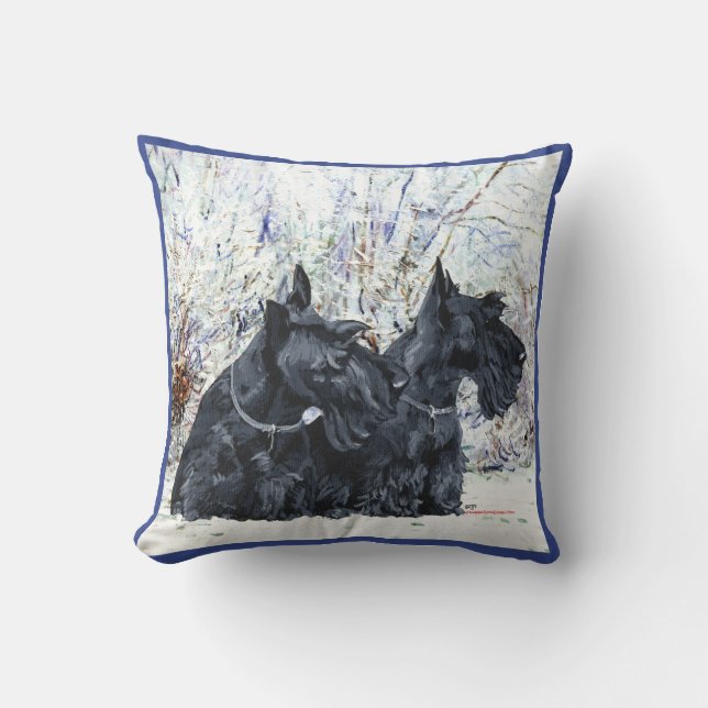 Scottish Terrier Winter Pillow (Front)