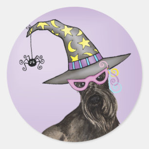 Scottish Terrier Witch Classic Round Sticker