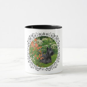 Scottish Terrier with Coral Flowers Mug