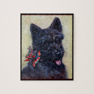 Scottish Terrier with Tartan and Heather Jigsaw Puzzle