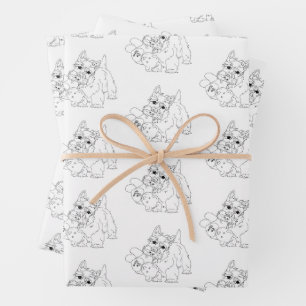 Scottish Terrier With Teddy Bear Wrapping Paper Sheet