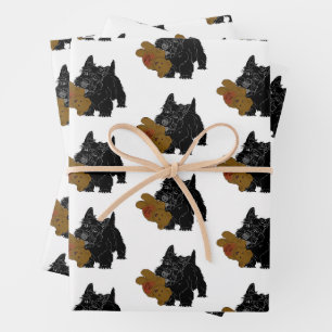 Scottish Terrier With Teddy Bear Wrapping Paper Sheet
