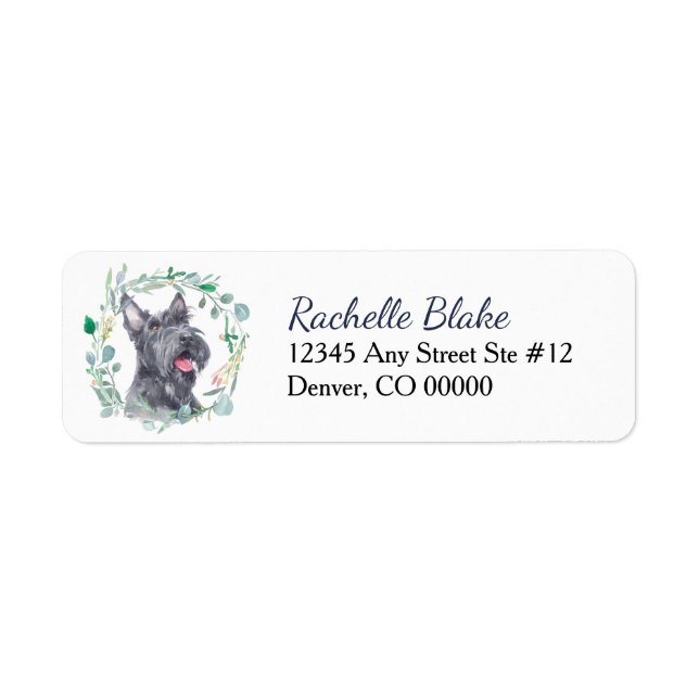 Scottish Terrier Wreath Return Address Label (Front)